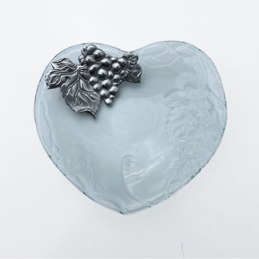 Arthur Court Glass Grape Heart Bowl